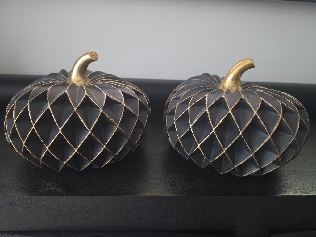 Decoratie pompoen goud/ zwart 2 maten, Ophalen, Nieuw
