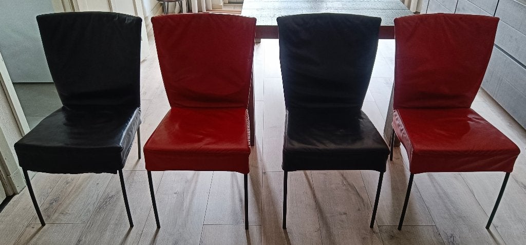 4x Montis Spica eetkamerstoel, Huis en Inrichting, Stoelen, Ophalen, Gebruikt, Zwart, Leer