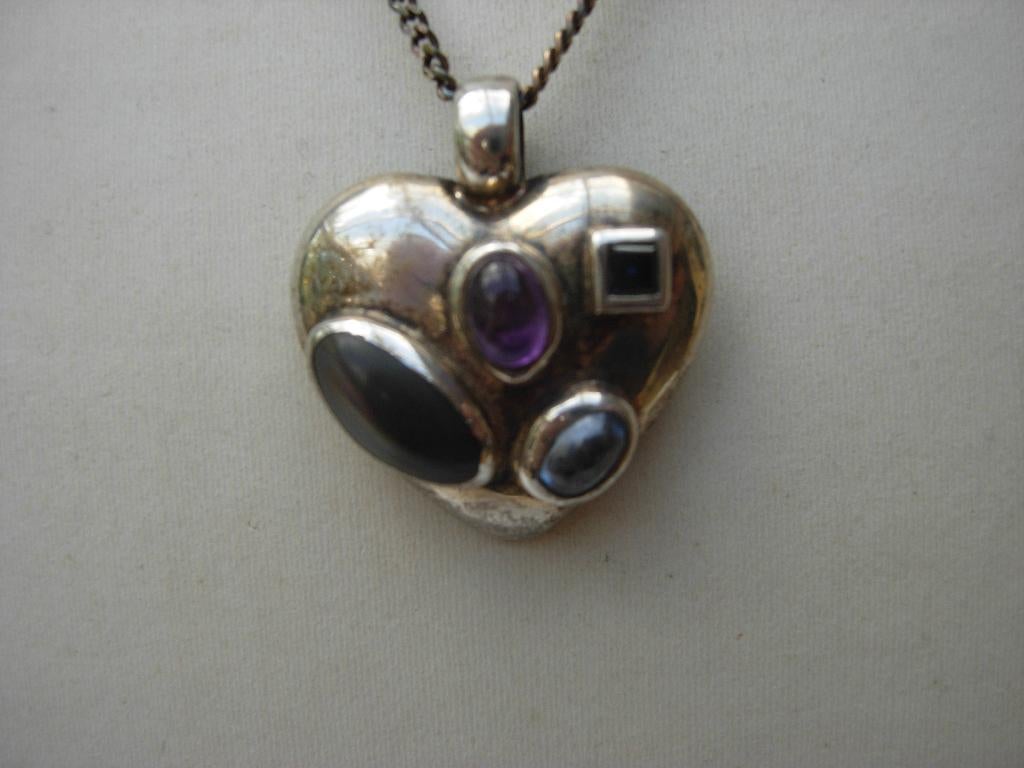 ZILVEREN KETTING MET VERSCH EDELSTENEN, Sieraden, Tassen en Uiterlijk, Antieke sieraden, Verzenden, Zilver, Ketting, Met edelsteen