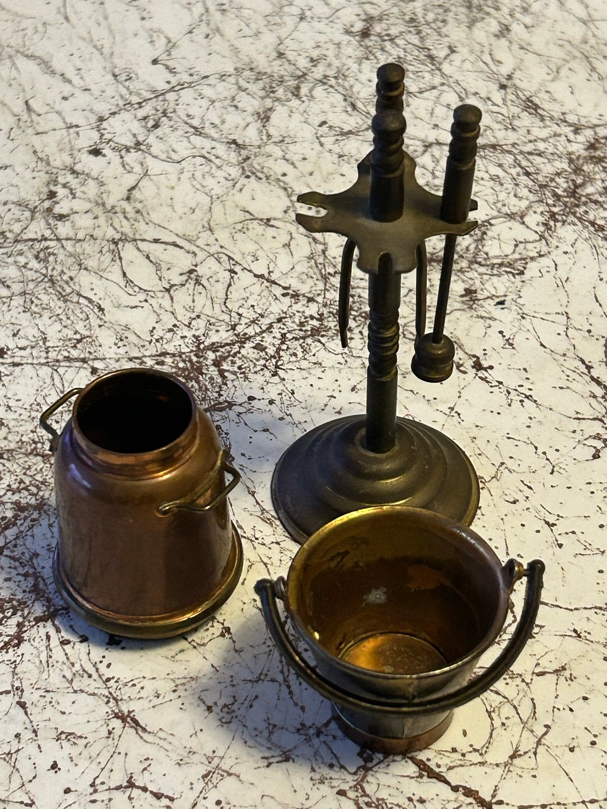 Miniatuur koperen en bronzen decoratieset, Ophalen of Verzenden, Koper