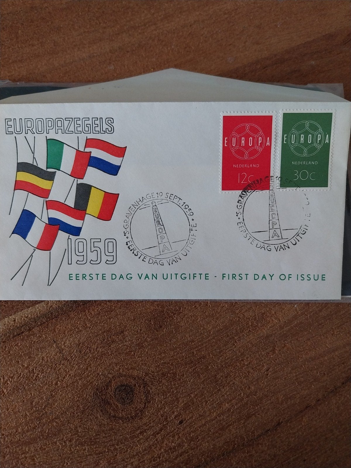 Nederlandse Blanco FDC E39 Europa zegels uit 1959 CW 16,00., Ophalen of Verzenden, Nederland