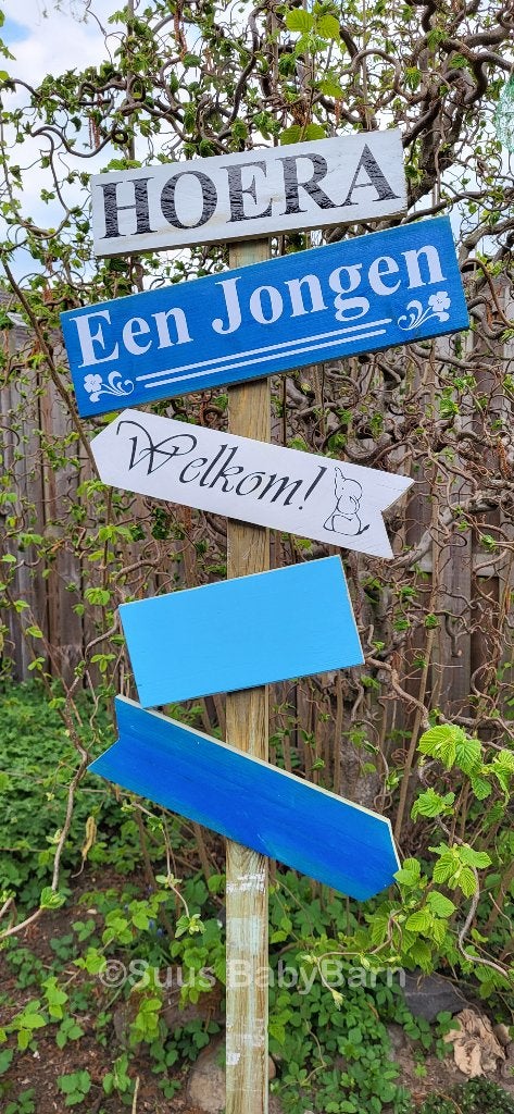 Geboortebord Wegwijzer voor Jongen 1m80 hoog., Ophalen of Verzenden, Nieuw, Geboortebord