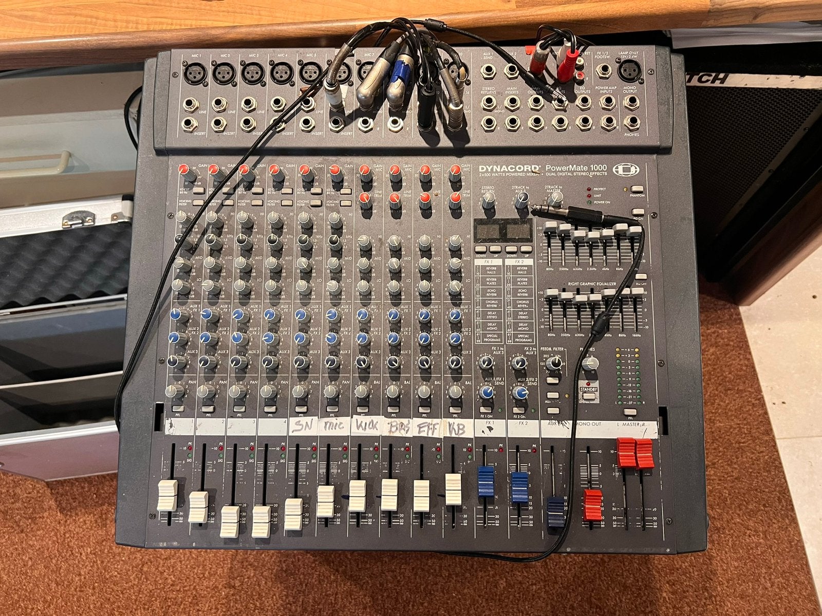 Dynacord Powermate 1000 Mengpaneel, Ophalen, Gebruikt, 10 tot 20 kanalen, Microfooningang