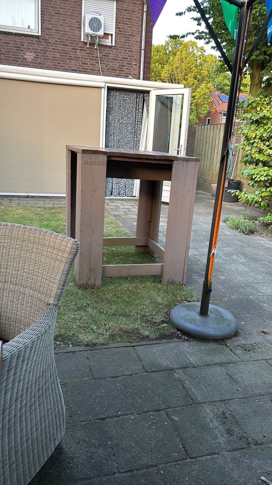 Statafel, Ophalen of Verzenden, Zo goed als nieuw, Minder dan 1 meter, Stokparasol