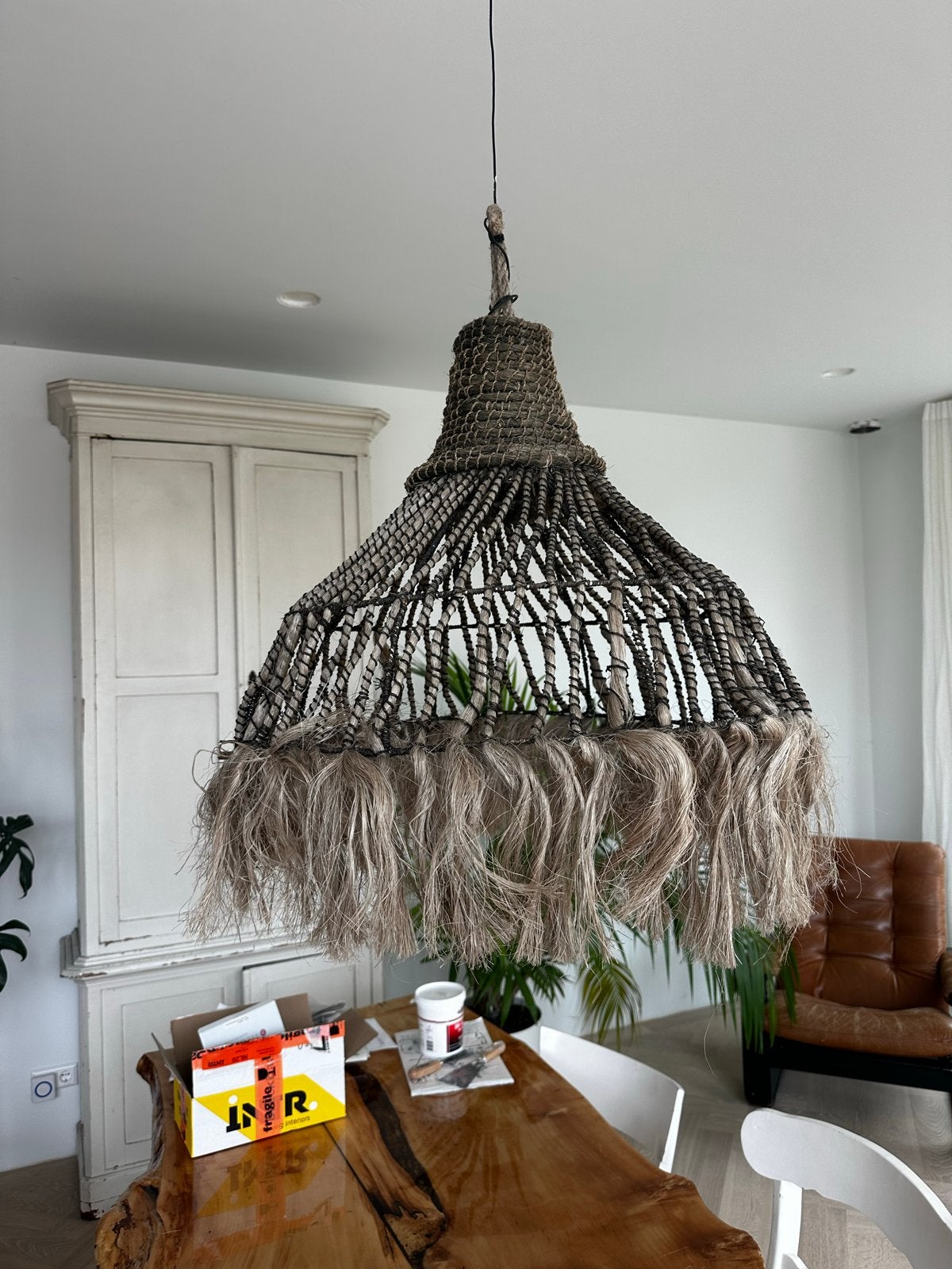 2x Boho Ibiza hang lampenkap strand beach natuurlijk, Natuurlijk materiaal, Overige fittingen, Ophalen of Verzenden, Zo goed als nieuw