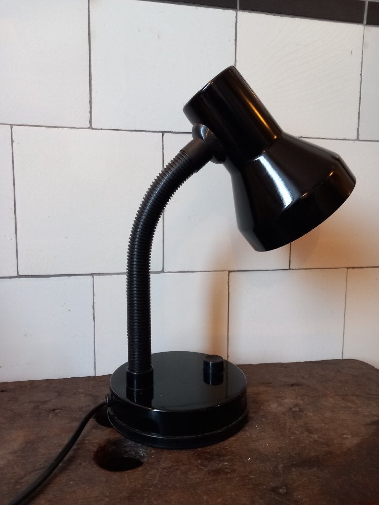 vintage bureau lamp zwart flexibele slang space age jaren 80, Zwart, Ophalen of Verzenden, Vintage