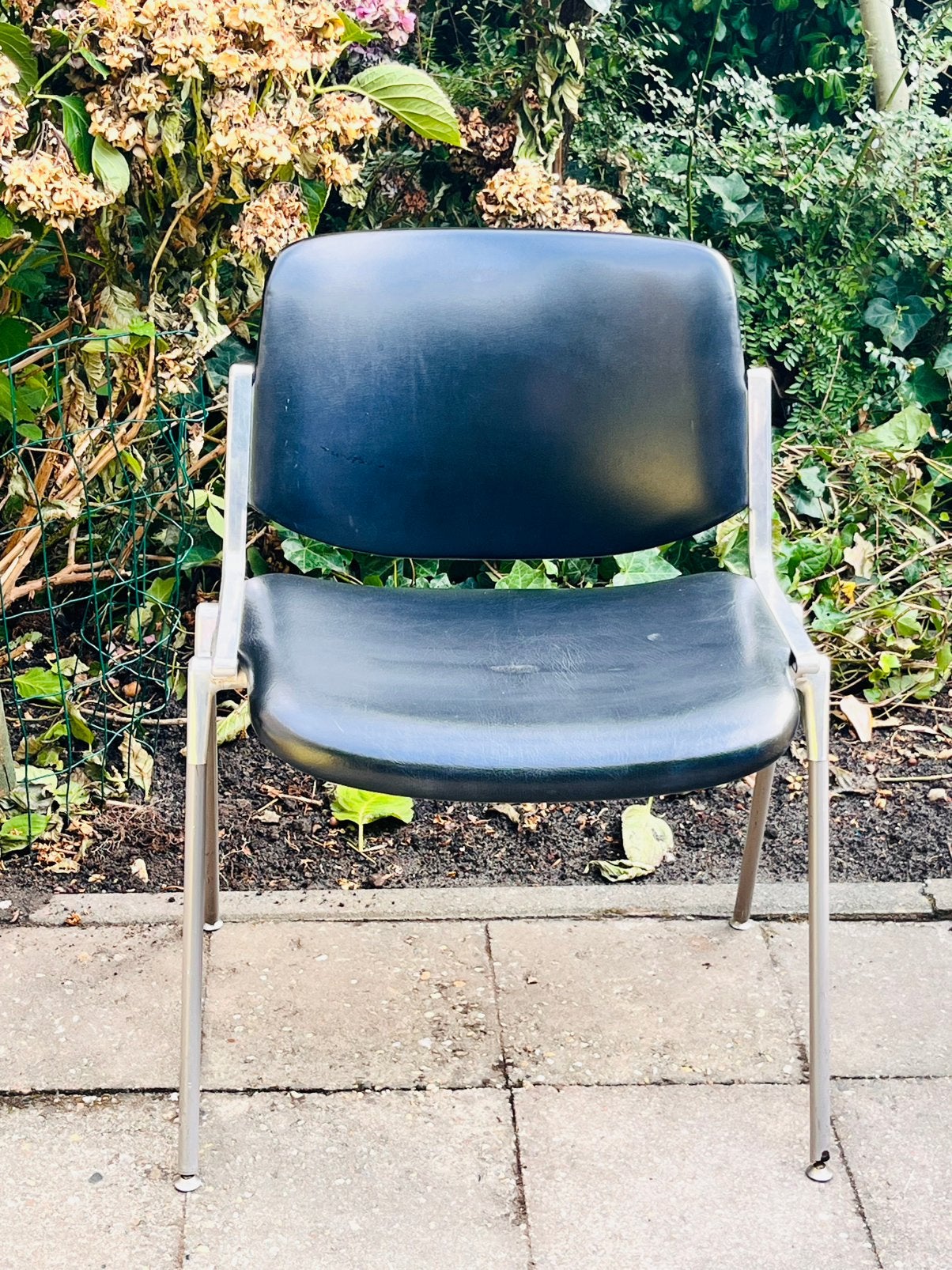 Vintage Jsc Castelli stoel leer van Giancarlo Piretti, 1960, Huis en Inrichting, Stoelen, Zwart, Leer, Ophalen of Verzenden, Zo goed als nieuw