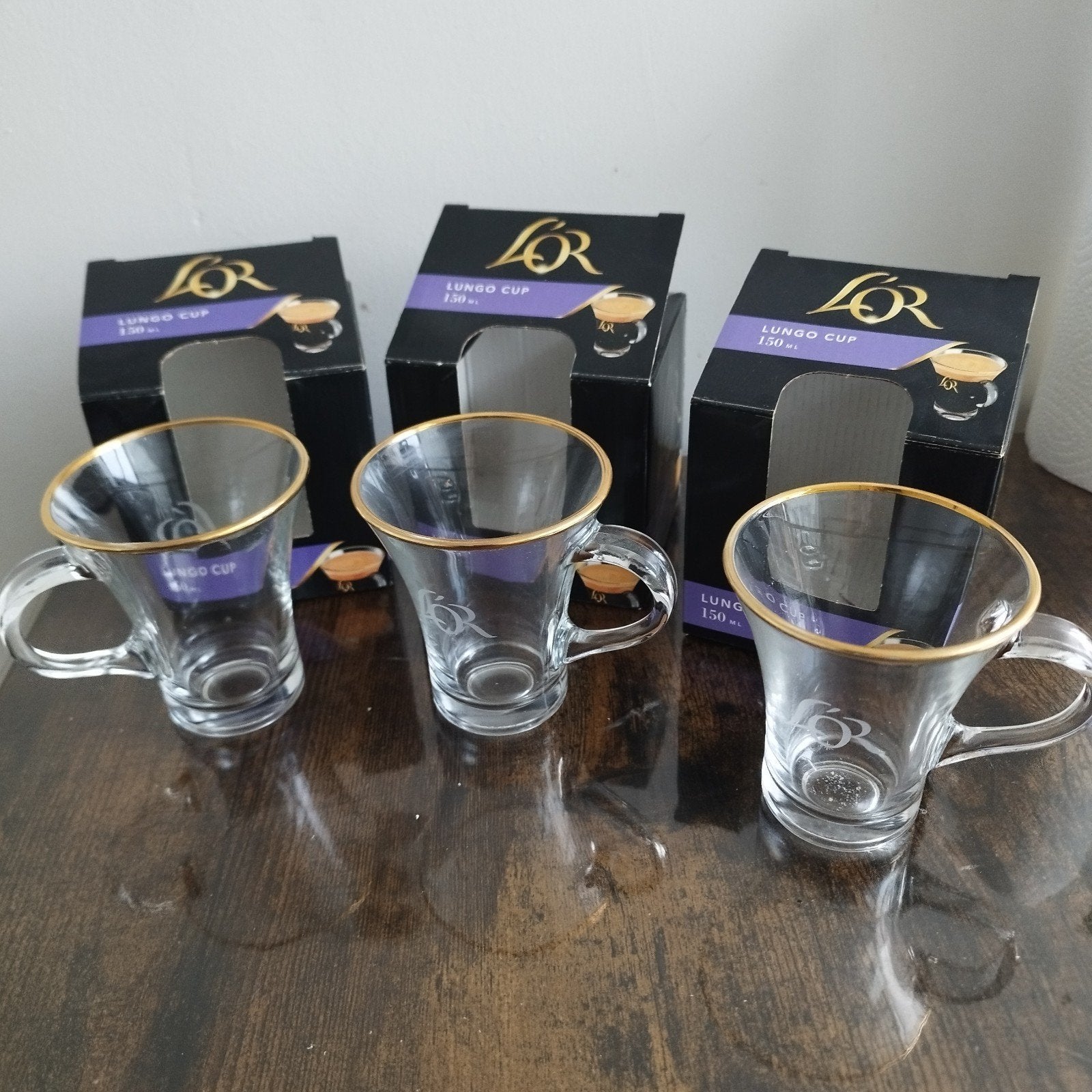 L'OR Lungo Cups - Set van 3, Ophalen, Overige merken, Nieuw, Glas