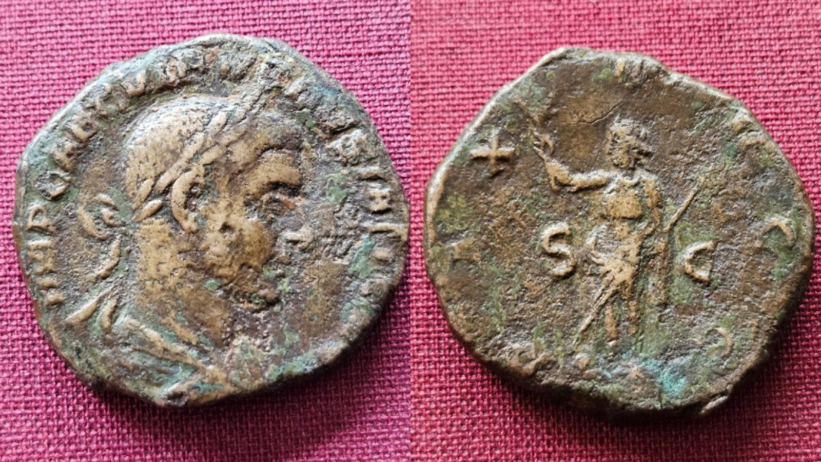 Zeldzame Romeinse munt Sestertius keizer Volusianus 251-253, Ophalen of Verzenden, Overige landen, Losse munt