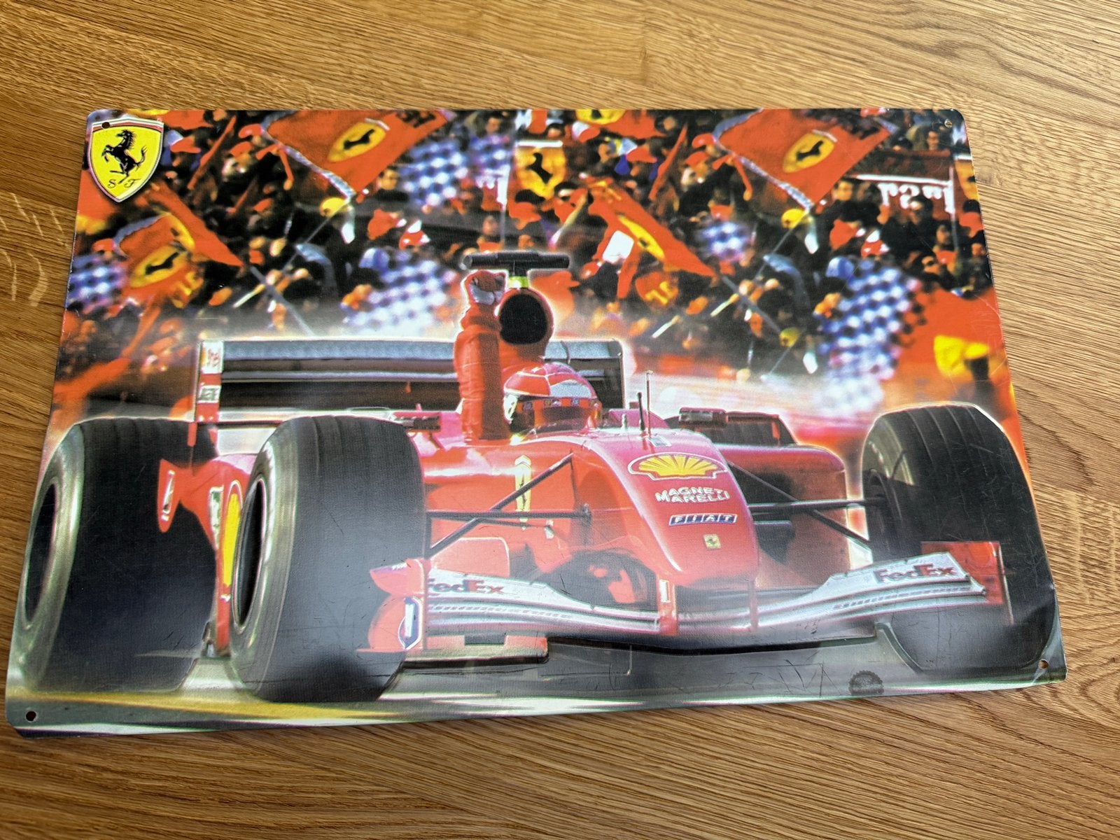 Ferrari Formule 1 metalen plaat - Decoratie, Ophalen of Verzenden, Gebruikt, Formule 1