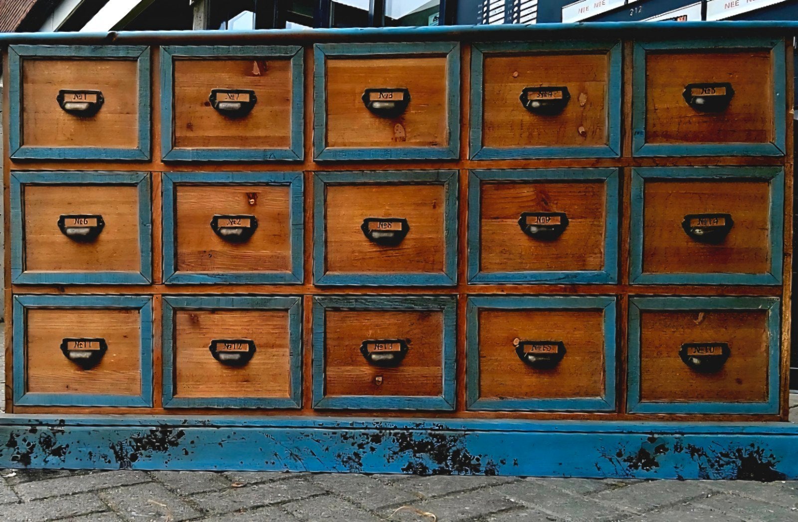 ​Vintage apothekerskast / ladenkast - 15 lades evt maatwerk, Ophalen of Verzenden