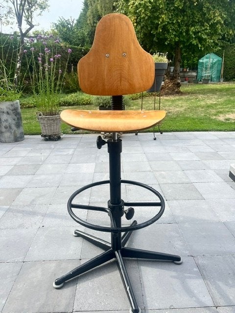Werkplaatsstoel of Atelier Mooi en net exemplaar Vintage!, Ophalen, Gebruikt, Overige kleuren, Bureaustoel
