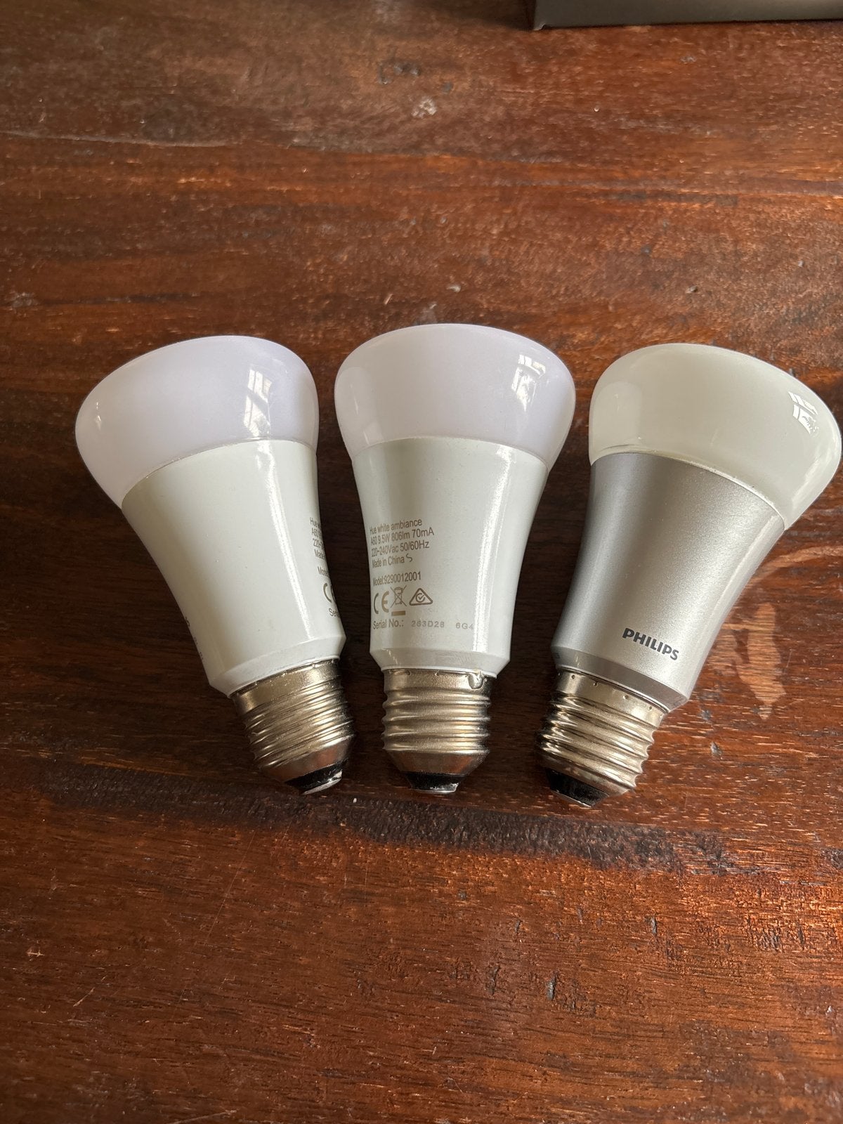Philips Hue white ambiance E27 LED lampen - 3 stuks, Wit, Gebruikt, Kunststof, Philips Hue