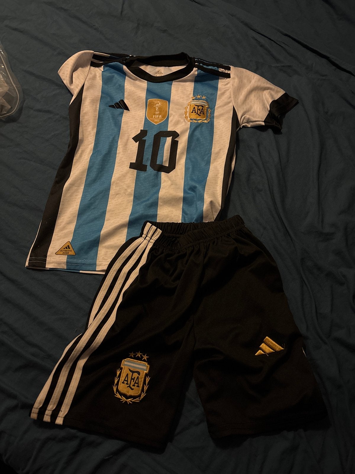 Argentinië thuistenue Messi - Maat 152 (valt klein), Ophalen of Verzenden, Gebruikt, Jongen