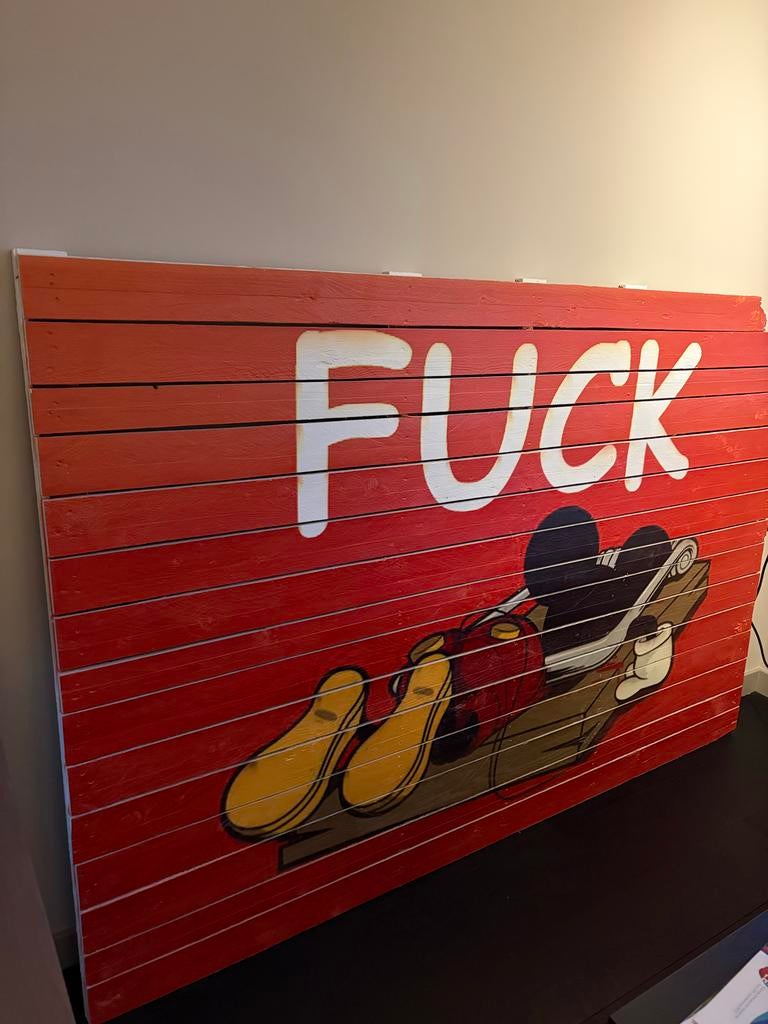 Kunstwerk Mickey Mouse in muizenval, Antiek en Kunst, Ophalen