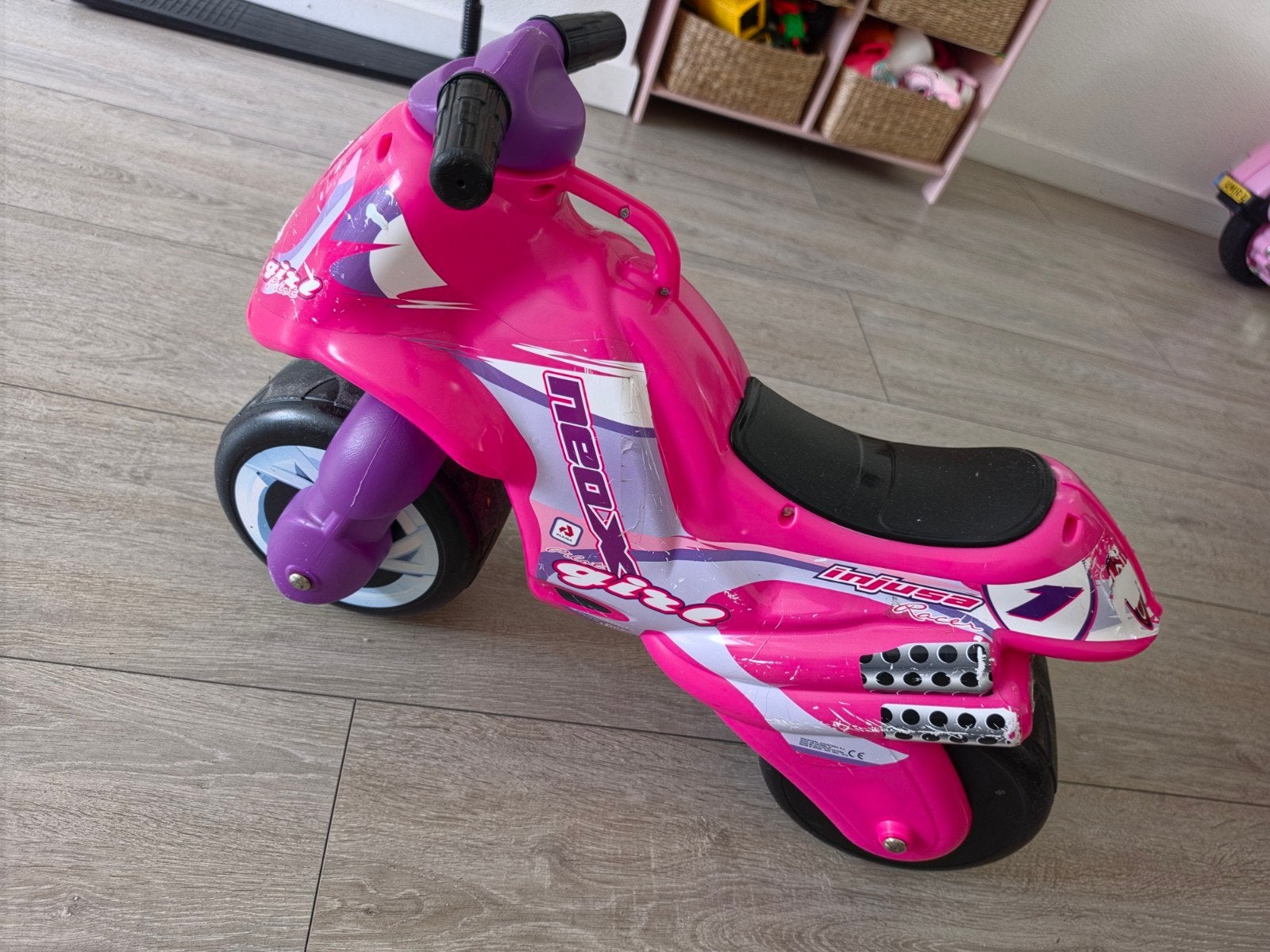 Roze loopmotor voor kinderen, Ophalen, Gebruikt, Loopvoertuig