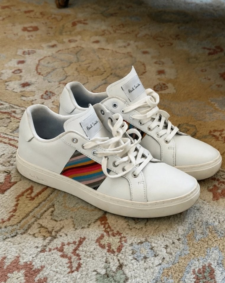 Paul Smith White Leather Swirl Sneakers, Paul Smith, Wit, Ophalen of Verzenden, Sneakers of Gympen