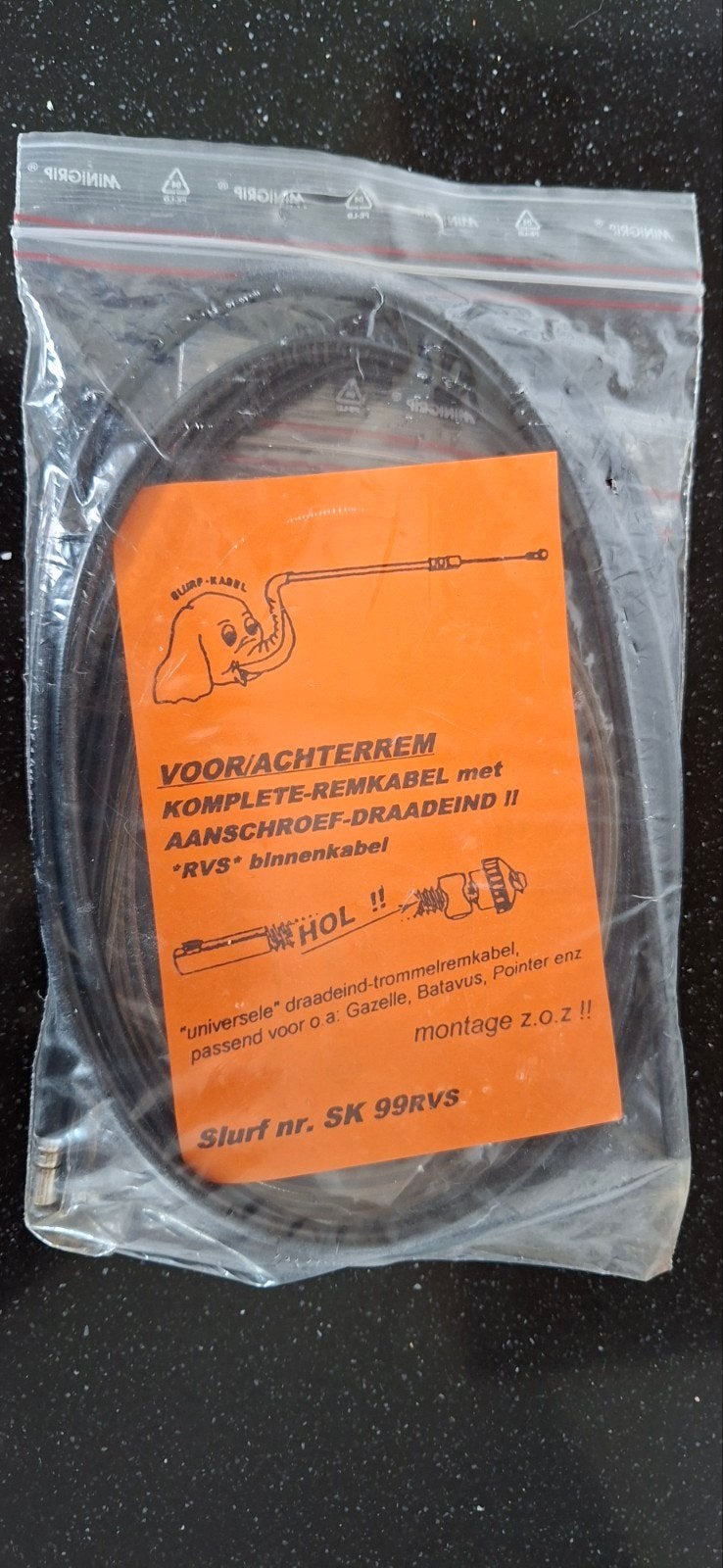 Complete remkabel voor/achterrem met aanschroef-draadeind, H. Krutbosch, Remmen, Ophalen of Verzenden, Nieuw