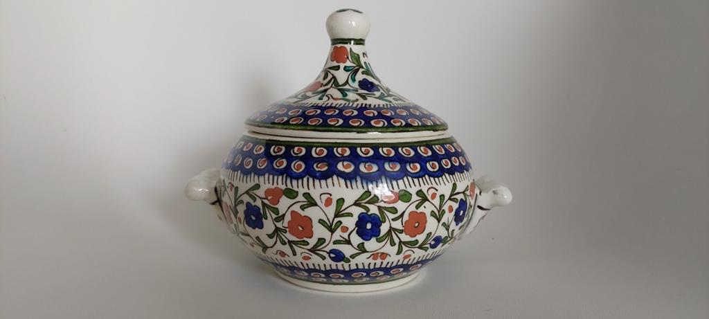 Handbeschilderde vintage keramieken pot uit Kütahya, Ophalen of Verzenden