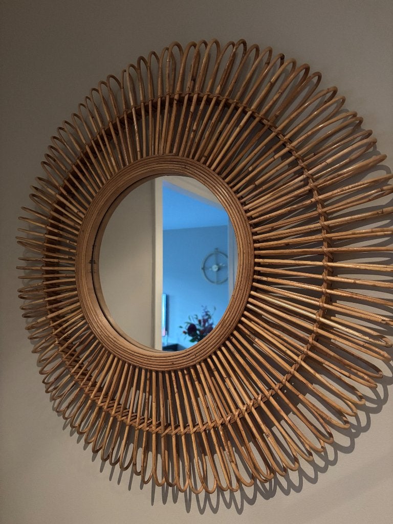 Zonnespiegel bamboe, Ophalen, Rond, Zo goed als nieuw, Minder dan 100 cm