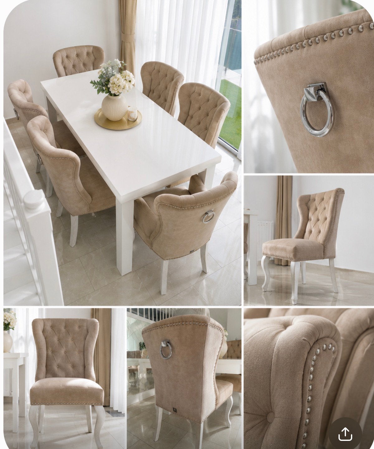 Dubbelman Design eetkamerstoelen 6x | Beige | Landelijk Chic, Ophalen, Zo goed als nieuw, 4 tot 6 stoelen
