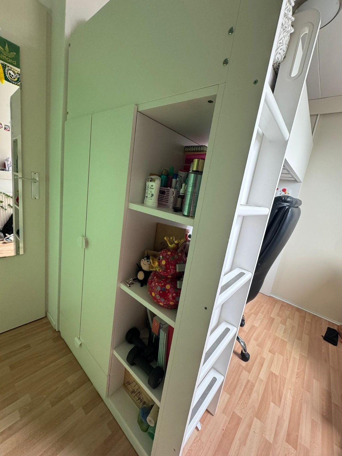 IKEA Småstad Hoogslaper met bureau en kledingkast, Ophalen, Gebruikt, Eenpersoons, 90 cm