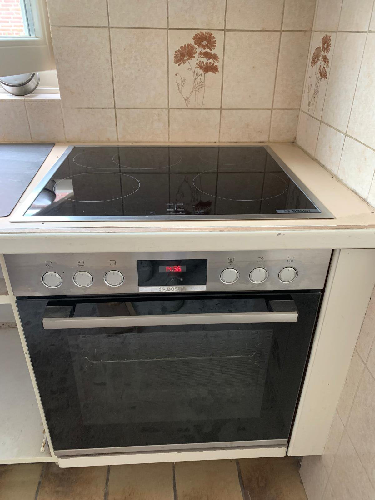 Bosch inbouwoven en inductie kookplaat, Ophalen, Gebruikt, 4 kookzones, Inbouw