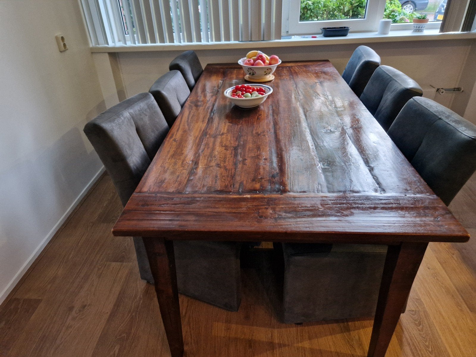 Eettafel, Eikenhout, Zo goed als nieuw, Vijf personen of meer, Rechthoekig