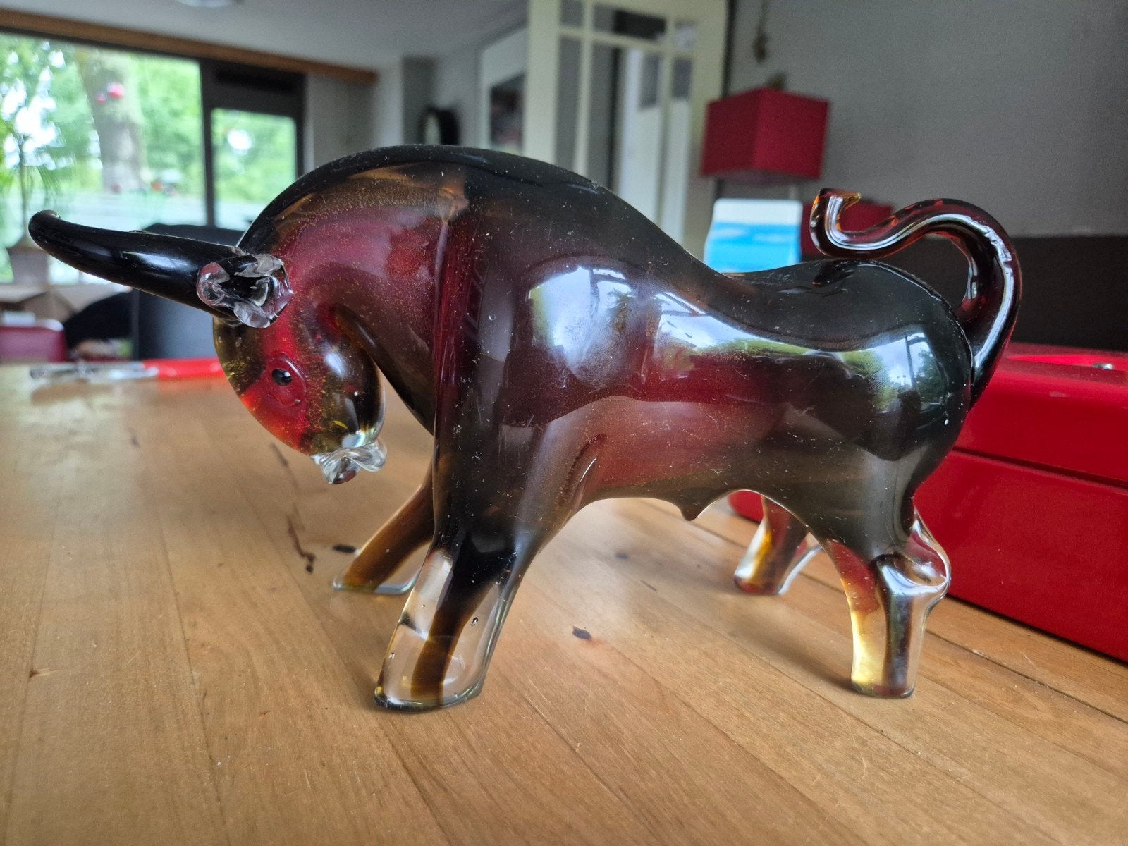 Glazen Stier Beeldje - Handgemaakt Kunstobject, Ophalen of Verzenden