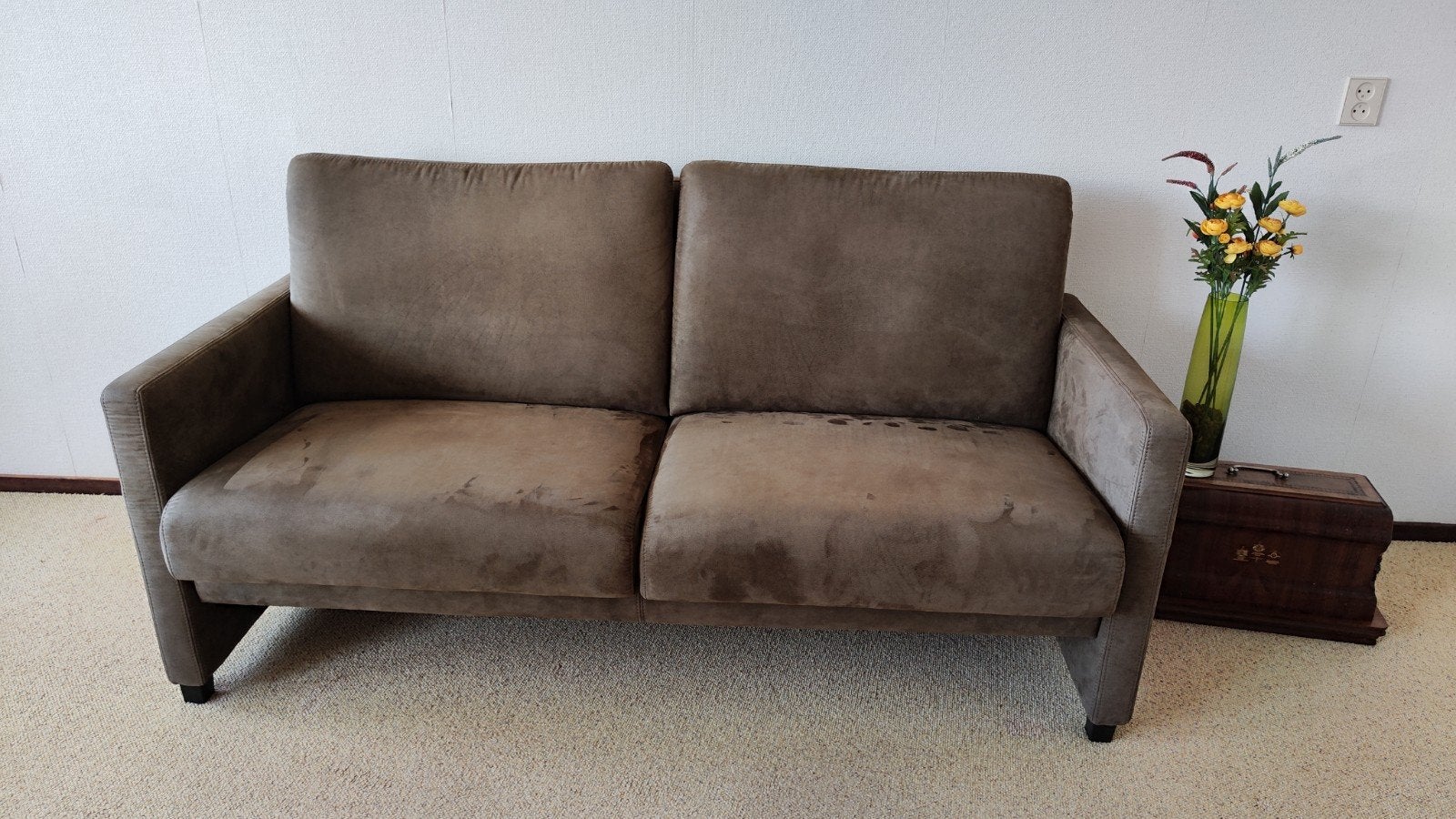 Prominent bank, 180 cm breed, groen velours stof, Ophalen