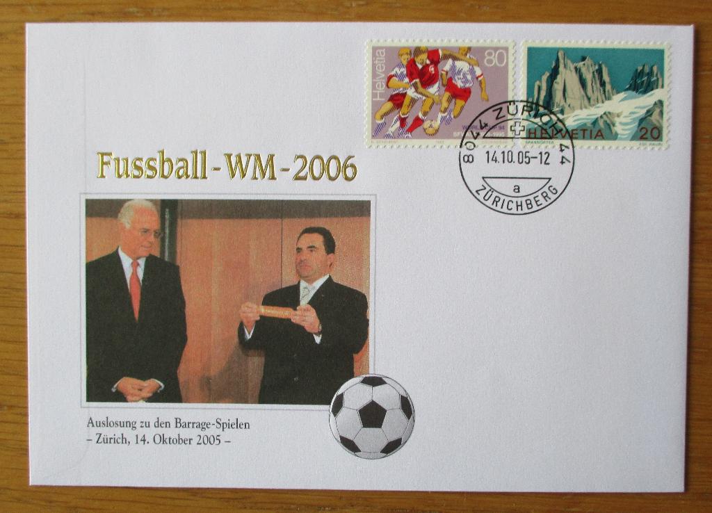 FDC WK voetbal 2006 trekking kwalificaties, Verzenden, Gestempeld, Sport