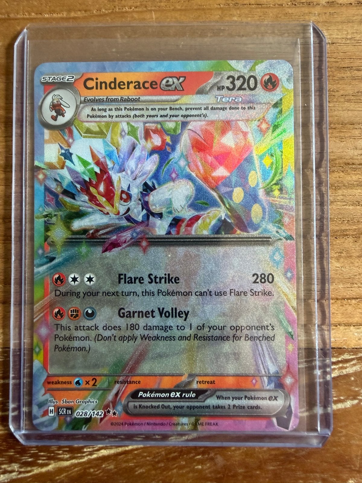 Cinderace ex Tera Pokémon kaart 028/142, Verzenden, Zo goed als nieuw, Losse kaart