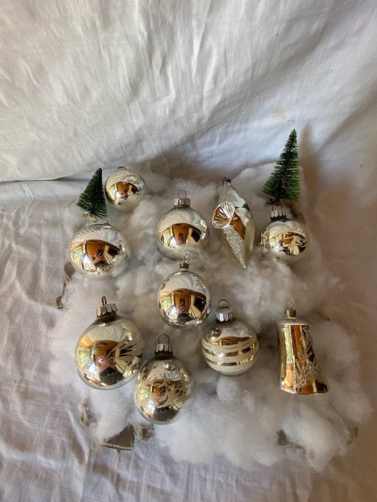 Vintage kerstballen glas zilver 7, Diversen, Kerst, Gebruikt, Onbekend, Ophalen of Verzenden, Onbekend