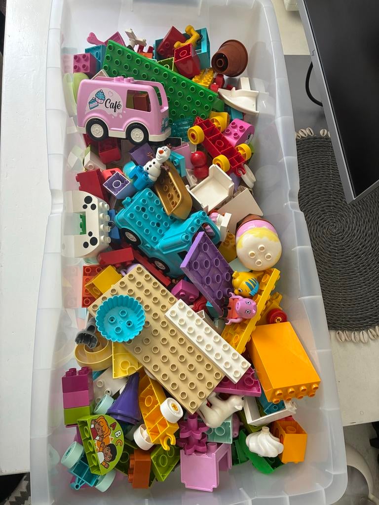 Grote bak met diverse Duplo - Uren speelplezier!, Kinderen en Baby's, Speelgoed | Duplo en Lego, Ophalen, Gebruikt, Duplo, Inclusief accessoires