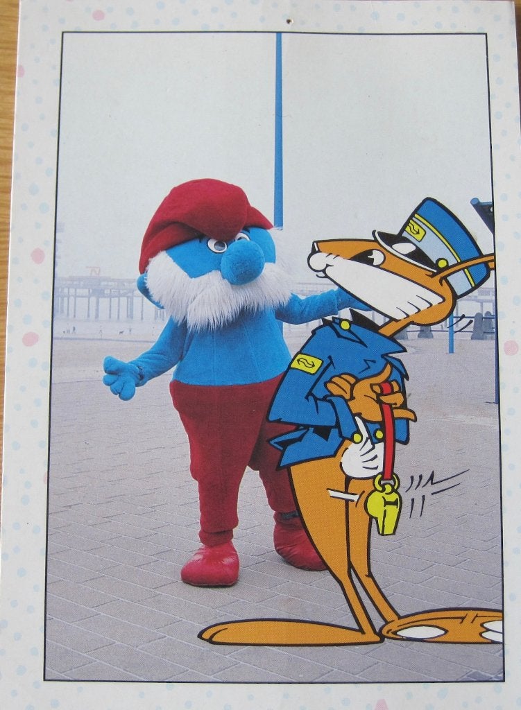 Railrunner ansichtkaart met Grote Smurf, Ophalen of Verzenden, 1980 tot heden, Ongelopen, Overige thema's