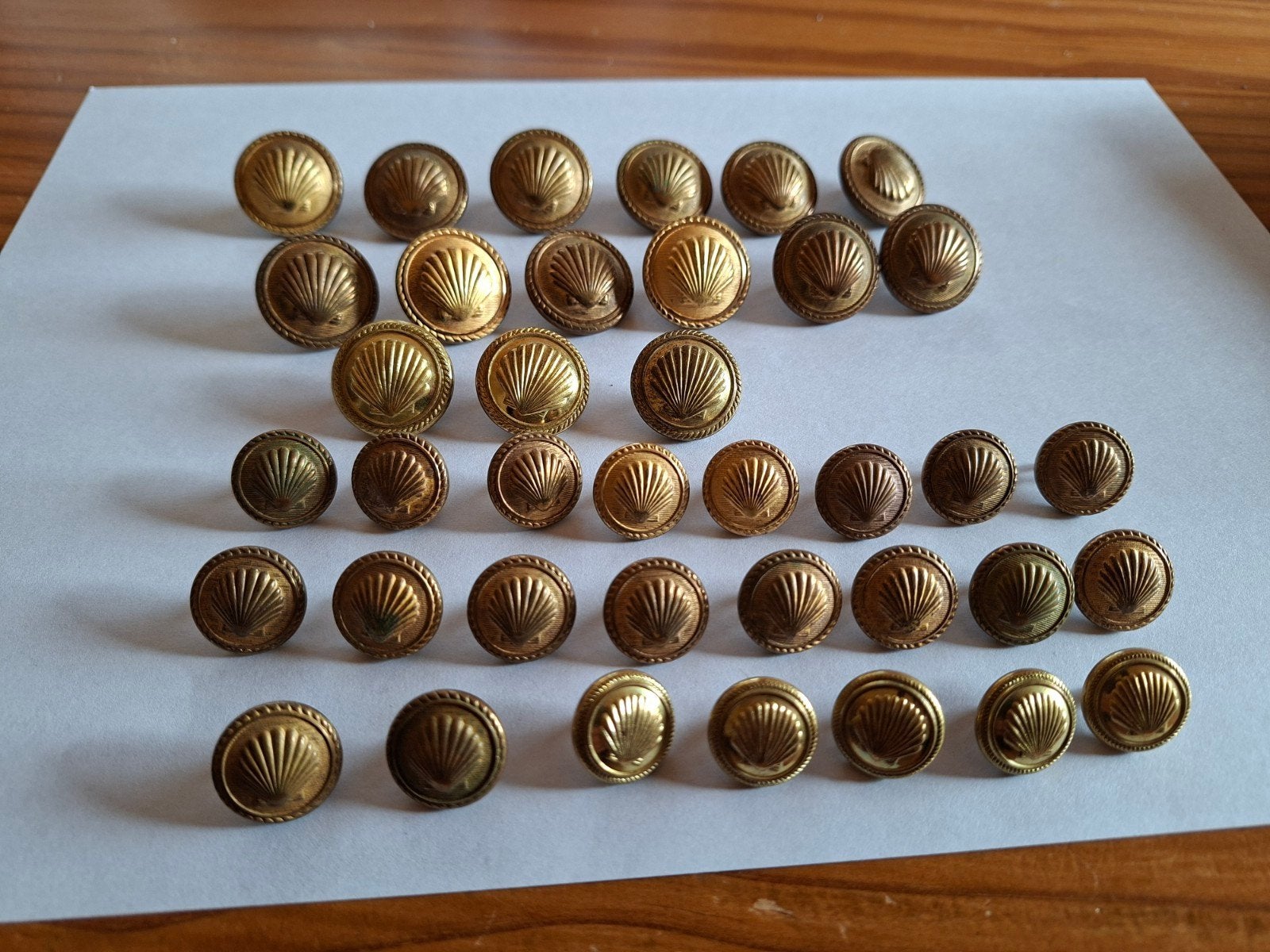 39 Knopen met Schelpdecor, shell uniformknoop, Ophalen of Verzenden, Gebruikt, Gebruiksvoorwerp
