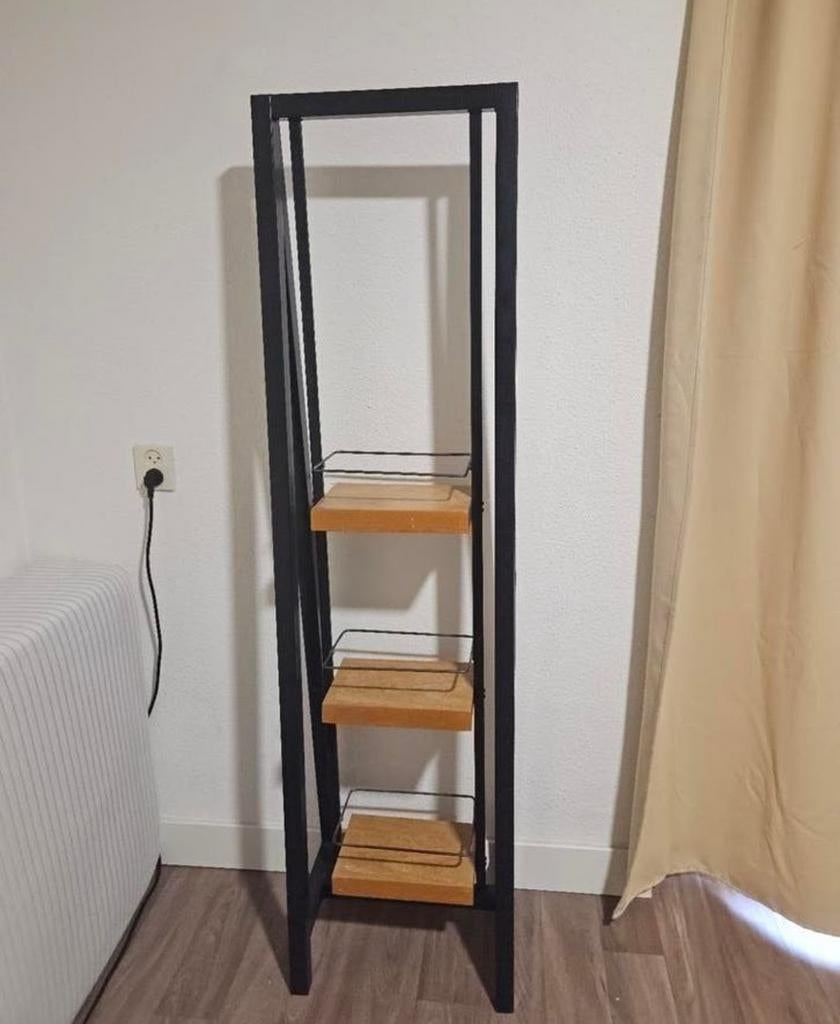 Industriële Kolomkast Hout & Metaal - 165 cm hoog, Met plank(en), Minder dan 50 cm, Modern industrieel en minimalistisch, Zo goed als nieuw