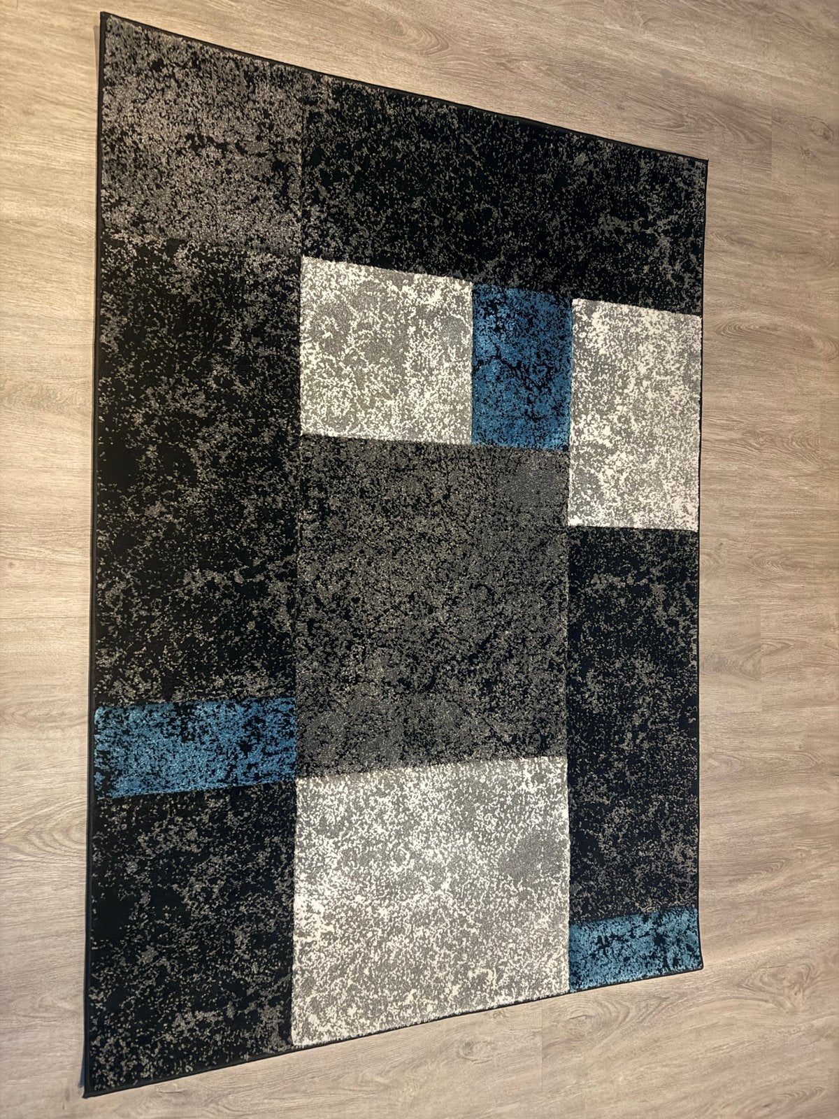 Modern Karpet 120x170 cm met 3 Kleuren - Zwart, Grijs, Blauw, Ophalen, 100 tot 150 cm, Zwart, Nieuw