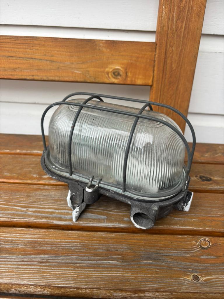 Vintage industriële scheepslamp kelderarmatuur kooilamp, Ophalen of Verzenden, Zo goed als nieuw