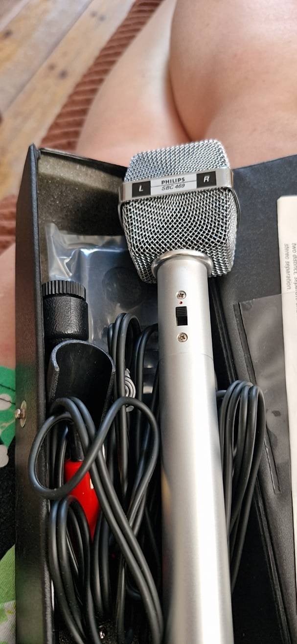 Vintage Philips SBC 469 Stereo Microfoon – 100% Compleet in, Muziek en Instrumenten, Microfoons, Ophalen of Verzenden