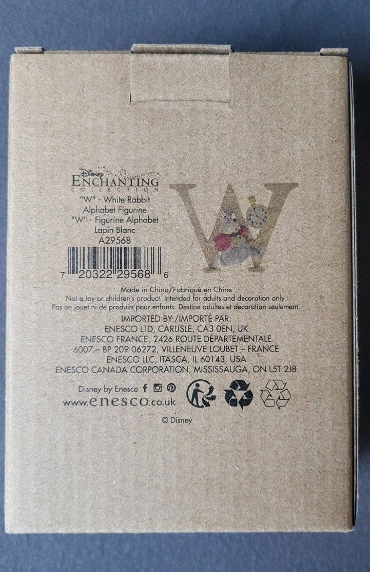 Disney Enesco "W" Alfabet Figuur - Witte Konijn, Ophalen of Verzenden, Nieuw