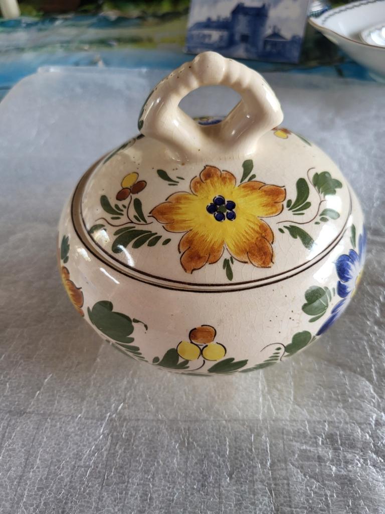 Vintage Delfts Blauw Stijl Potje met Bloemen, Antiek en Kunst, Antiek | Keramiek en Aardewerk, Ophalen