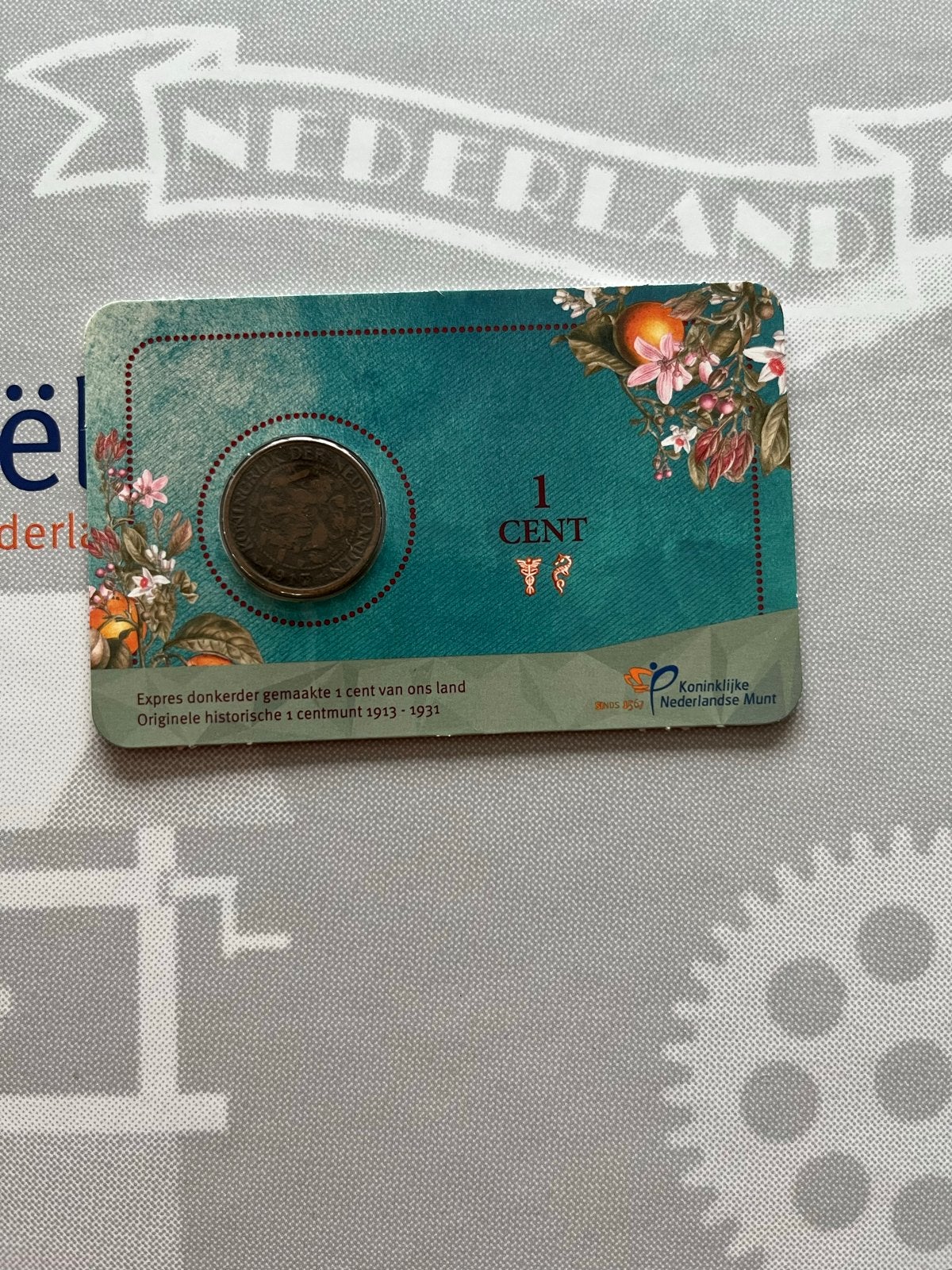 Coincard 1 cent munt 1917, Ophalen of Verzenden, Koningin Wilhelmina, 1 cent, Losse munt