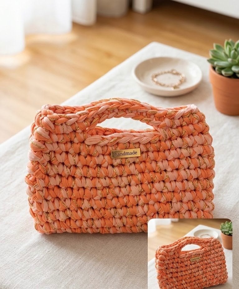 Tasje in perzik/roze met gouden accenten, Ophalen of Verzenden, Nieuw, Roze, Handtas