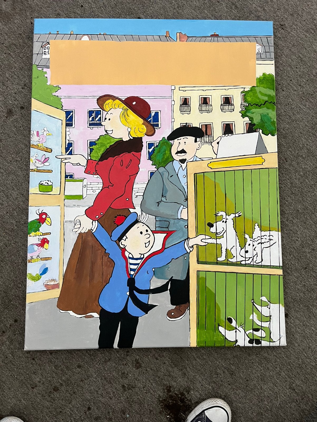 Kuifje schilderij, fan-art reproductie, Antiek en Kunst, Kunst | Schilderijen | Klassiek, Ophalen, Acrylverf, Doek, Portret of Personen