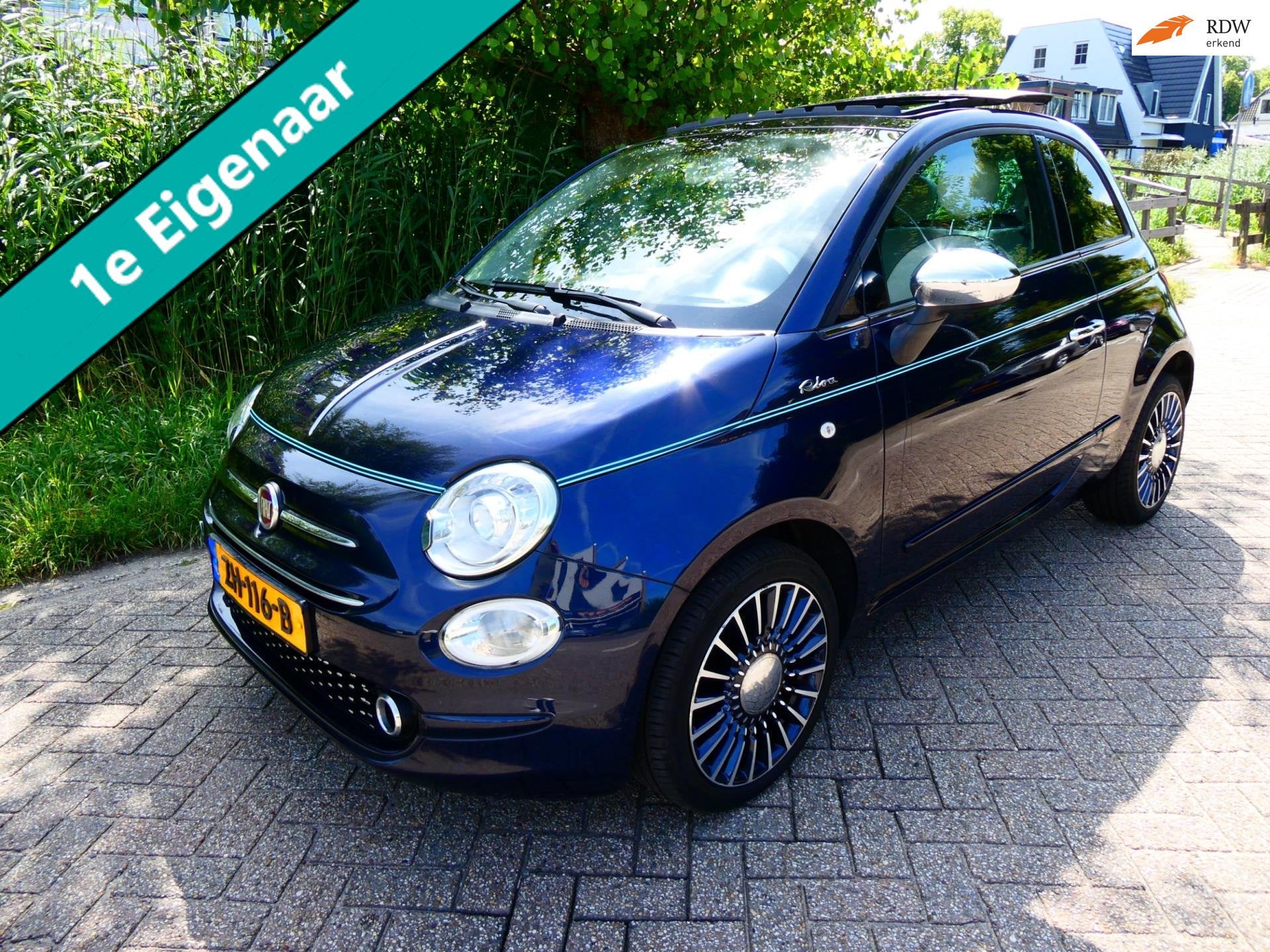 Fiat 500 1.2i 4-Cilinder 1e eig. RIVA Clima Cruise Leder Nav, Auto's, Voorwielaandrijving, Gebruikt, 4 cilinders, 840 kg