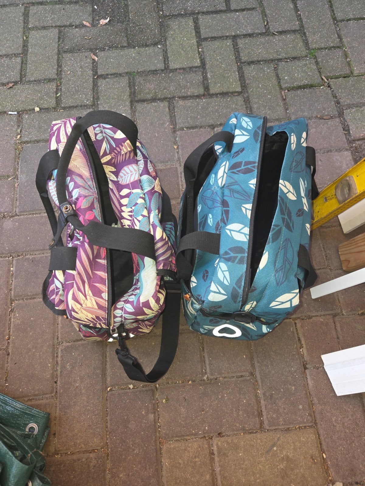 Fietstassen met tropische print - Set van 2, Fietsen en Brommers, Fietsaccessoires | Fietstassen, Ophalen of Verzenden, Gebruikt