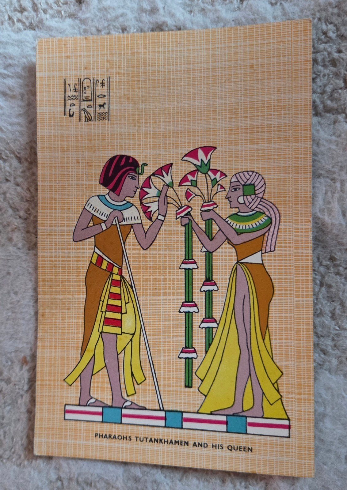 Oude ansichtkaart Egypte - Toetanchamon en zijn koningin, Verzenden, 1960 tot 1980, Gelopen, Overige thema's