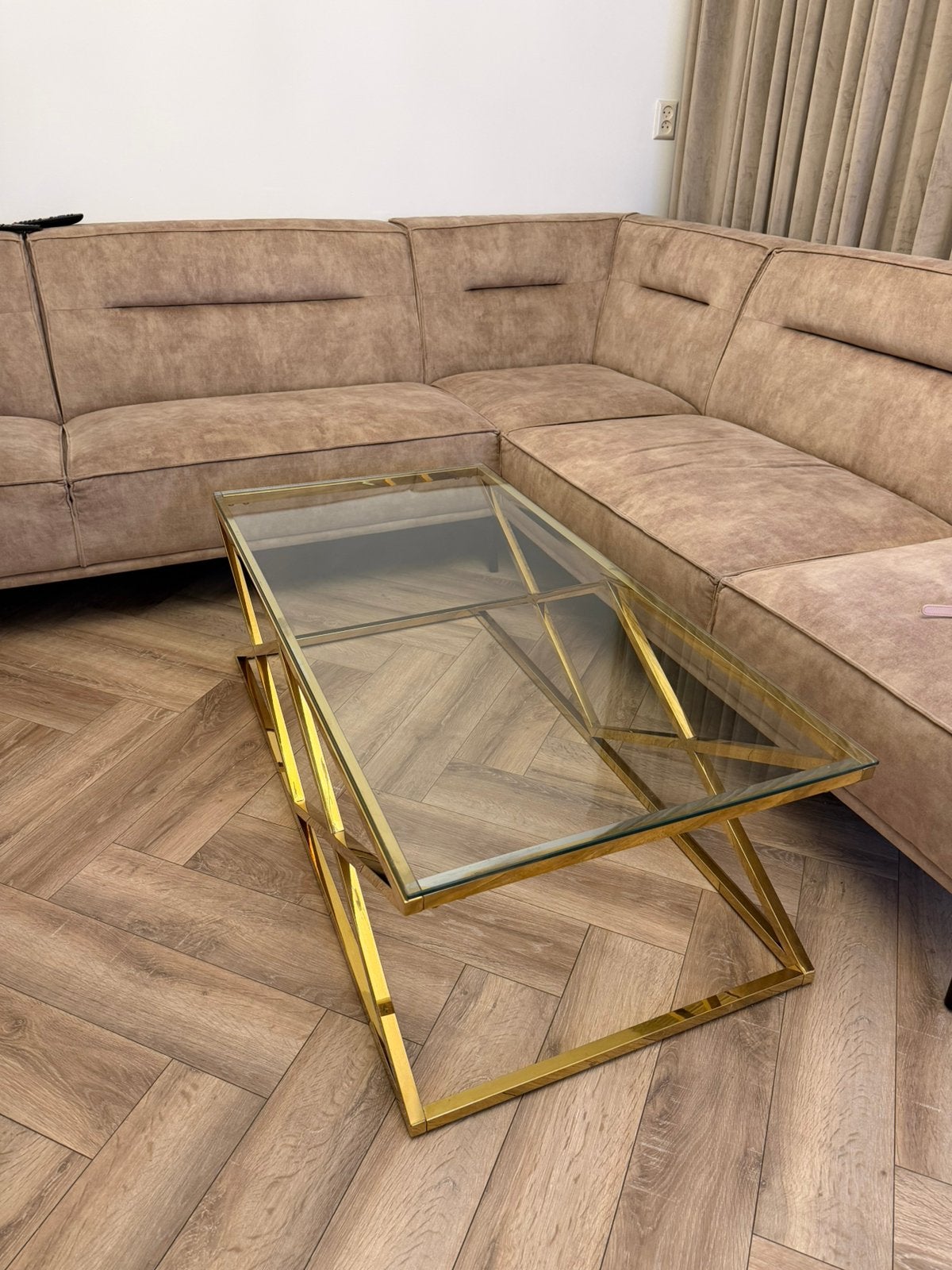 Salon tafel met glasplaat, Ophalen, 100 tot 150 cm, 50 tot 100 cm, Zo goed als nieuw