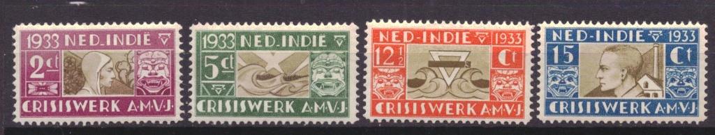 Nederlands Indie 182 t/m 185 Ongebruikt! (1933), Postzegels en Munten, Postzegels | Nederlands-Indië en Nieuw-Guinea, Ophalen of Verzenden